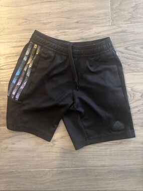 adidas Tiro Black Kids Shorts with Iridescent Side Stripes
